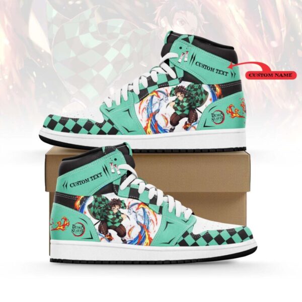 Tubopro Kimetsu No Yaiba x Kamado Tanjiro AJ1 High Sneakers Shoes For Men And Women