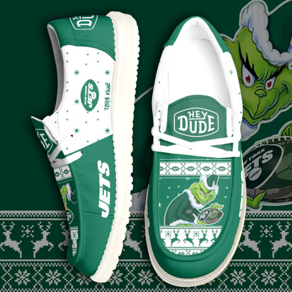 Tubopro New York Jets & The Grinch Personalized Hey Dude Shoes For Men