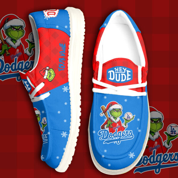 Tubopro The Grinch & Los Angeles Dodgers Personalized Hey Dude Shoes For Men And Women