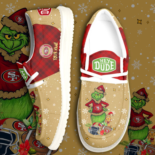 Tubopro San Francisco 49ers And Grinch Personalized Hey Dude Shoes For Men And Women