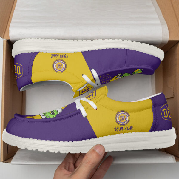 Tubopro The Grinch & LSU Tigers Personalized Hey Dude Shoes For Men And Women - Image 2