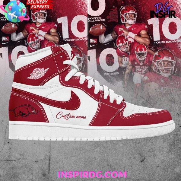 Tubopro Arkansas Razorbacks AJ1 High Sneakers Shoes For Men And Women - Image 2