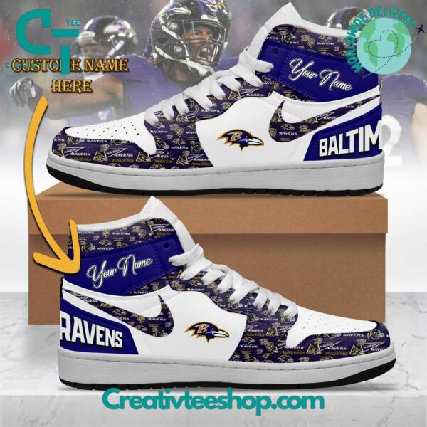 Tubopro Baltimore Ravens AJ1 High Sneakers Shoes For Men And Women