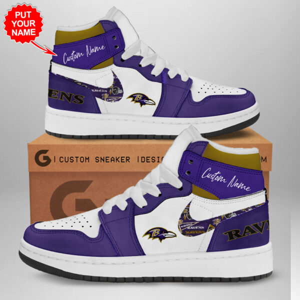 Tubopro Baltimore Ravens AJ1 High Sneakers Shoes For Men And Women
