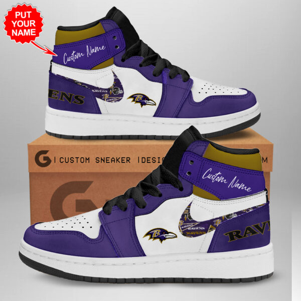 Tubopro Baltimore Ravens AJ1 High Sneakers Shoes For Men And Women