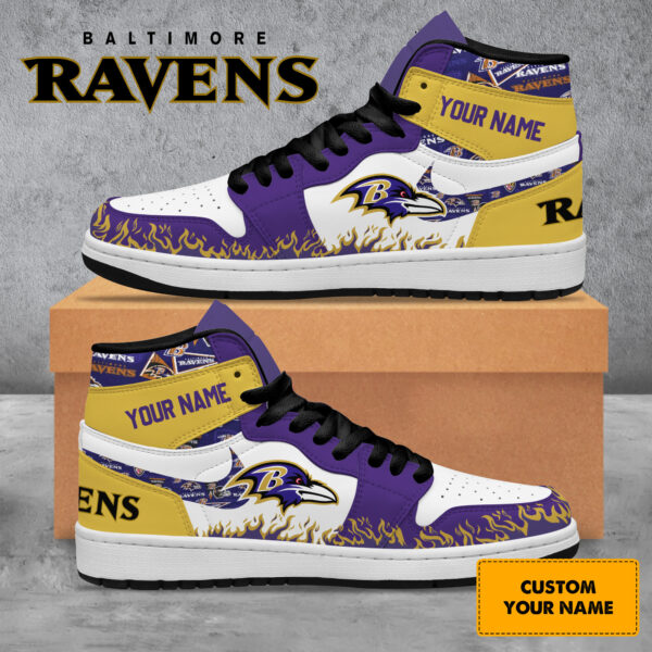 Tubopro Baltimore Ravens AJ1 High Sneakers Shoes For Men And Women - Image 2