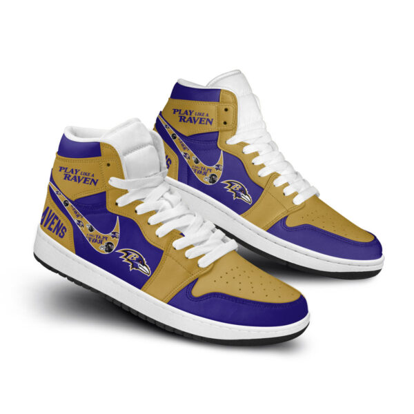 Tubopro Baltimore Ravens AJ1 High Sneakers Shoes For Men And Women - Image 3