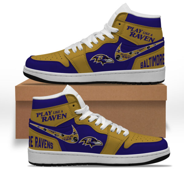 Tubopro Baltimore Ravens AJ1 High Sneakers Shoes For Men And Women - Image 2
