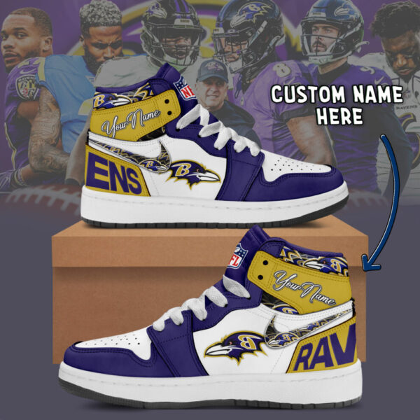 Tubopro Baltimore Ravens AJ1 High Sneakers Shoes For Men And Women