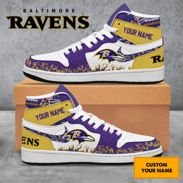 Tubopro Baltimore Ravens AJ1 High Sneakers Shoes For Men And Women - Image 2