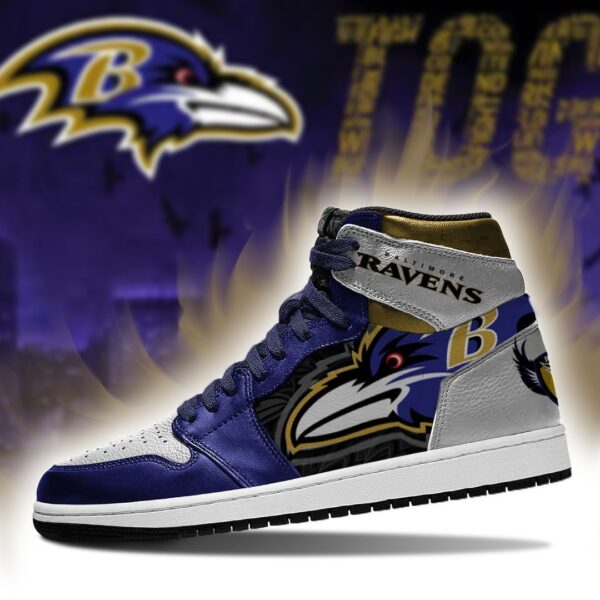 Tubopro Baltimore Ravens NFL AJ1 High Sneakers Shoes For Men And Women - Image 2