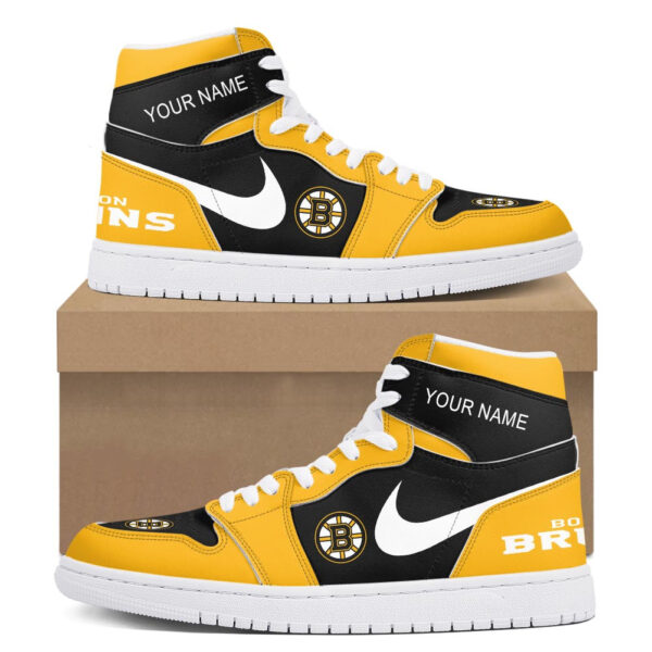 Tubopro Boston Bruins AJ1 High Sneakers Shoes For Men And Women - Image 2