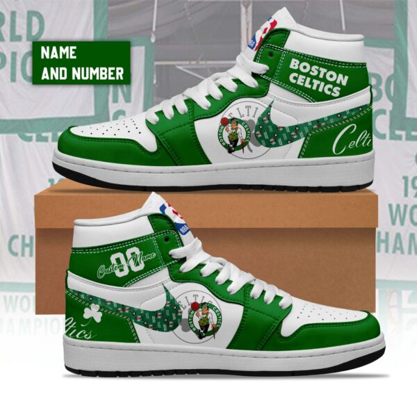 Tubopro Boston Celtics AJ1 High Sneakers Shoes For Men And Women - Image 3