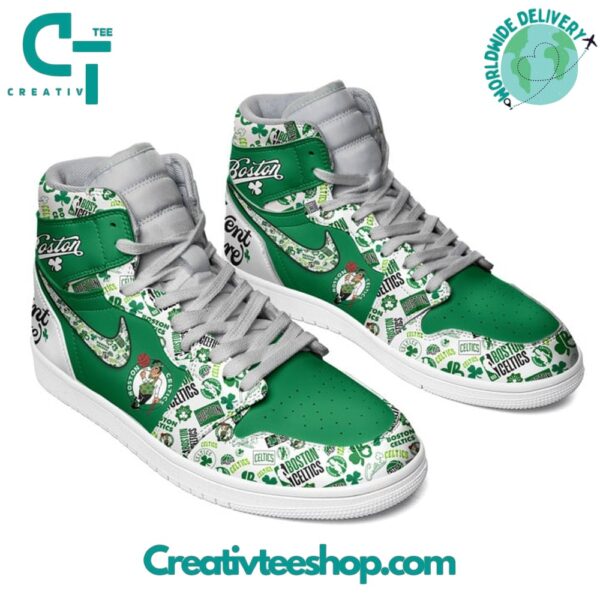 Tubopro Boston Celtics AJ1 High Sneakers Shoes For Men And Women - Image 2