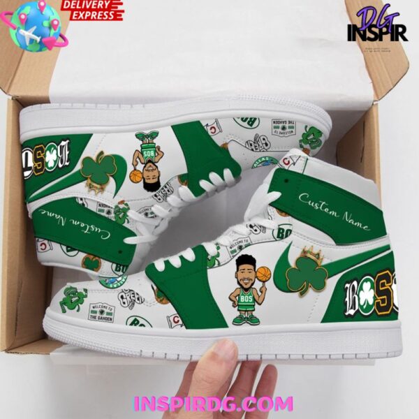 Tubopro Boston Celtics AJ1 High Sneakers Shoes For Men And Women - Image 2