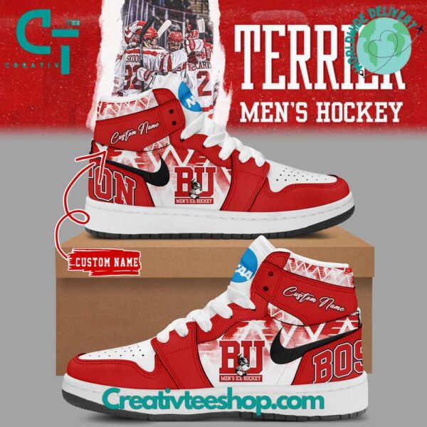 Tubopro Boston University Terriers Ice Hockey AJ1 High Sneakers Shoes For Men And Women