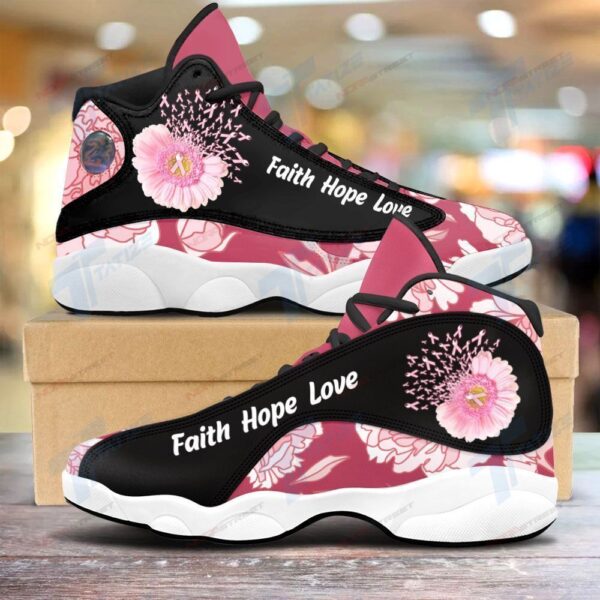Tubopro Breast Cancer Flower AJ13 Sneakers Shoes For Men And Women - Image 3