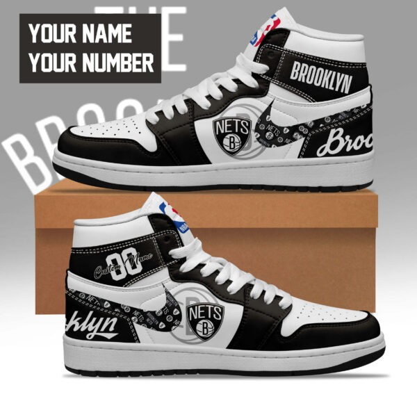 Tubopro Brooklyn Nets AJ1 High Sneakers Shoes For Men And Women - Image 3
