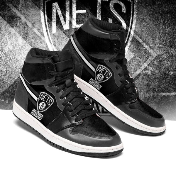 Tubopro Brooklyn Nets NBA AJ1 High Sneakers Shoes For Men And Women - Image 2