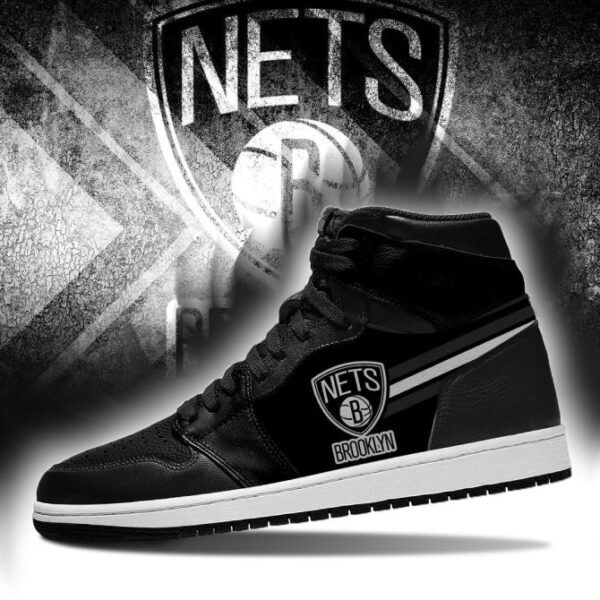 Tubopro Brooklyn Nets NBA AJ1 High Sneakers Shoes For Men And Women - Image 3