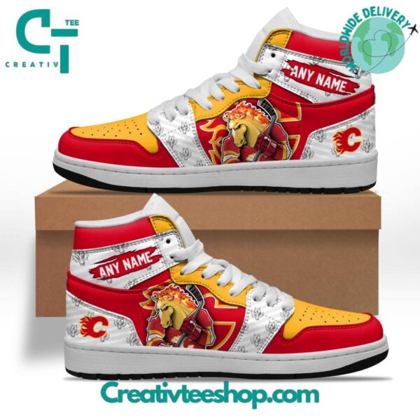 Tubopro Calgary Flames AJ1 High Sneakers Shoes For Men And Women
