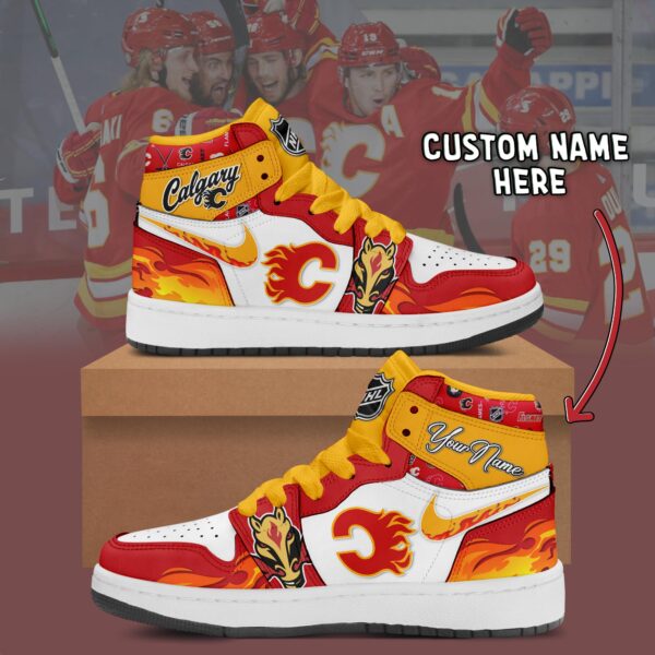 Tubopro Calgary Flames AJ1 High Sneakers Shoes For Men And Women