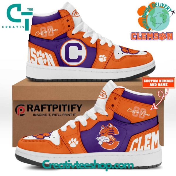 Tubopro Clemson Tigers AJ1 High Sneakers Shoes For Men And Women