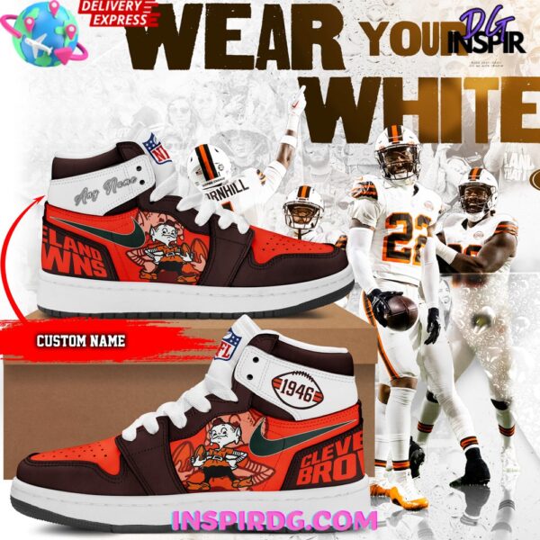 Tubopro Cleveland Browns AJ1 High Sneakers Shoes For Men And Women