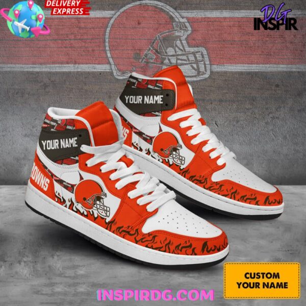 Tubopro Cleveland Browns AJ1 High Sneakers Shoes For Men And Women - Image 2