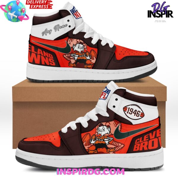 Tubopro Cleveland Browns AJ1 High Sneakers Shoes For Men And Women - Image 2