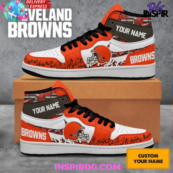 Tubopro Cleveland Browns AJ1 High Sneakers Shoes For Men And Women - Image 3