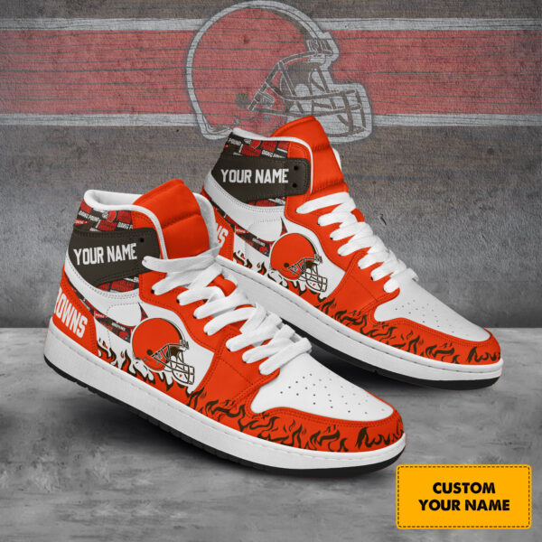 Tubopro Cleveland Browns AJ1 High Sneakers Shoes For Men And Women - Image 2