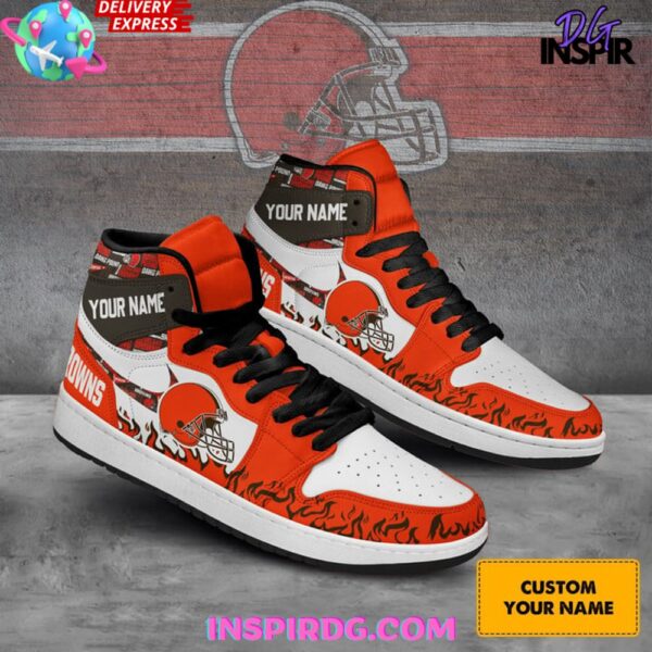 Tubopro Cleveland Browns AJ1 High Sneakers Shoes For Men And Women - Image 4