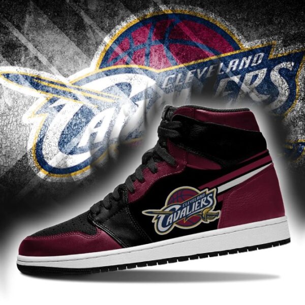 Tubopro Cleveland Cavaliers NBA AJ1 High Sneakers Shoes For Men And Women - Image 3