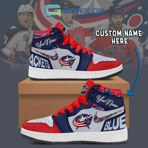 Tubopro Columbus Blue Jackets AJ1 High Sneakers Shoes For Men And Women