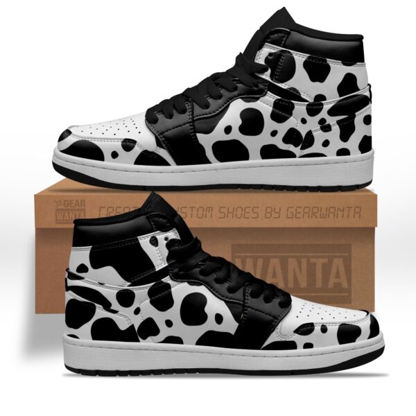 Tubopro Cow Diary Skin AJ1 High Sneakers Shoes For Men And Women - Image 3