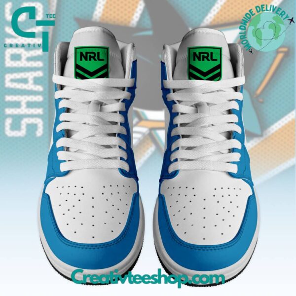 Tubopro Cronulla-Sutherland Sharks AJ1 High Sneakers Shoes For Men And Women - Image 2