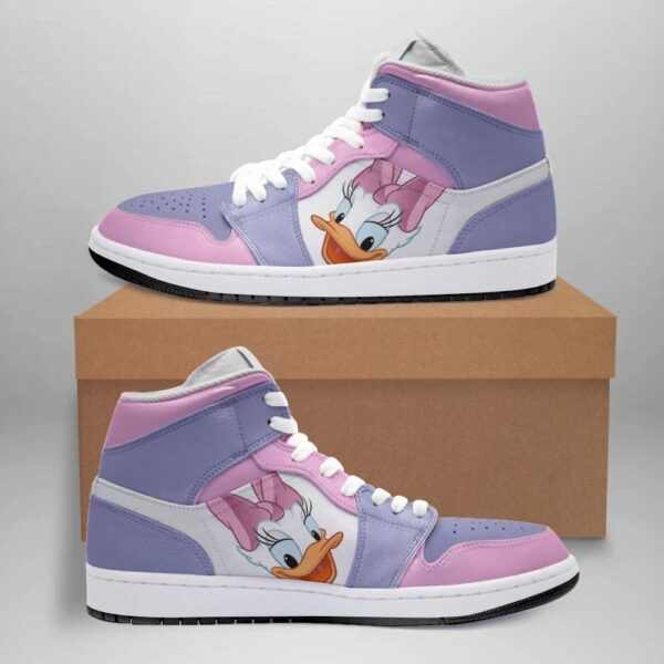 Tubopro Daisy Duck AJ1 High Sneakers Shoes For Men And Women - Image 2