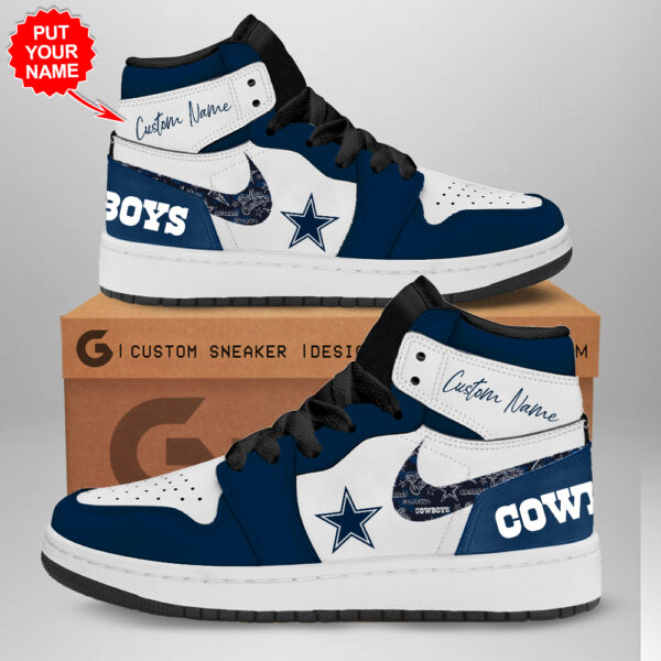 Tubopro Dallas Cowboys AJ1 High Sneakers Shoes For Men And Women