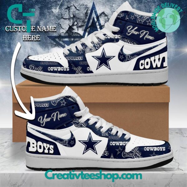 Tubopro Dallas Cowboys AJ1 High Sneakers Shoes For Men And Women