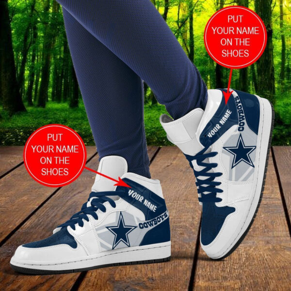 Tubopro Dallas Cowboys NFL AJ1 High Sneakers Shoes For Men And Women - Image 3