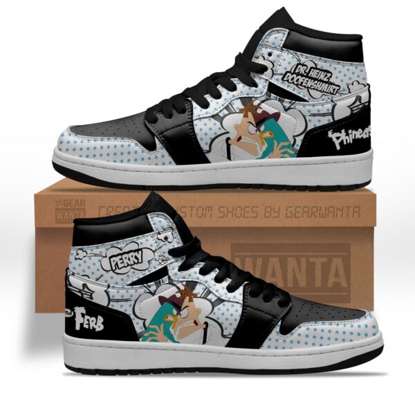 Tubopro Dr. Heinz Doofenshmirt and Perry AJ1 High Sneakers Shoes For Men And Women - Image 2