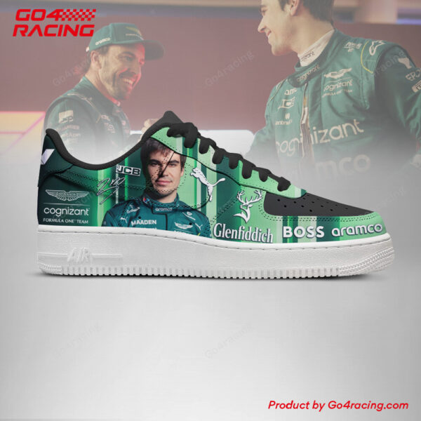 Tubopro Fernando Alonso and Lance Stroll  Aston Martin Air Low-Top Sneakers Shoes For Men And Women - Image 3
