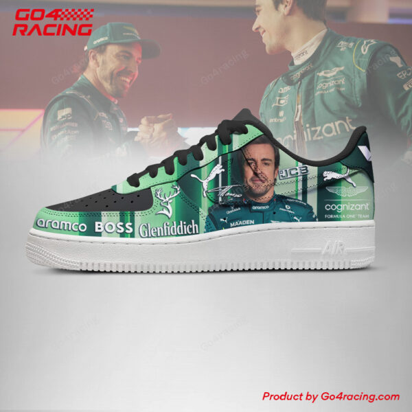 Tubopro Fernando Alonso and Lance Stroll  Aston Martin Air Low-Top Sneakers Shoes For Men And Women - Image 2