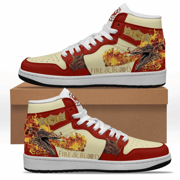 Tubopro Fire & Blood AJ1 High Sneakers Shoes For Men And Women