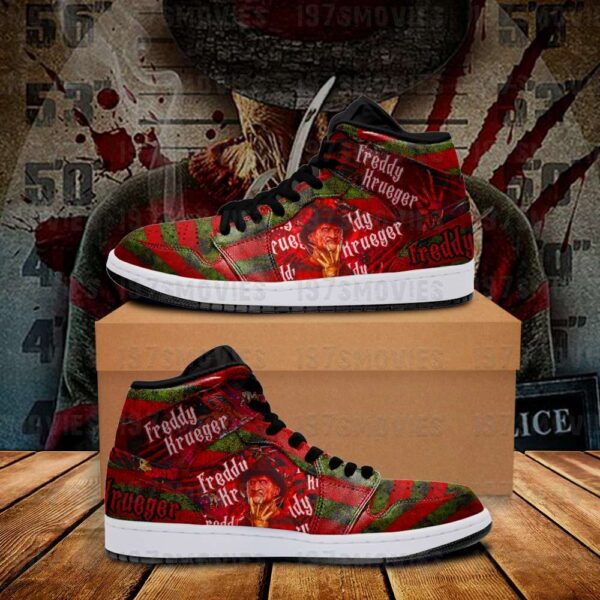 Tubopro Freddy Krueger AJ1 High Sneakers Shoes For Men And Women - Image 5