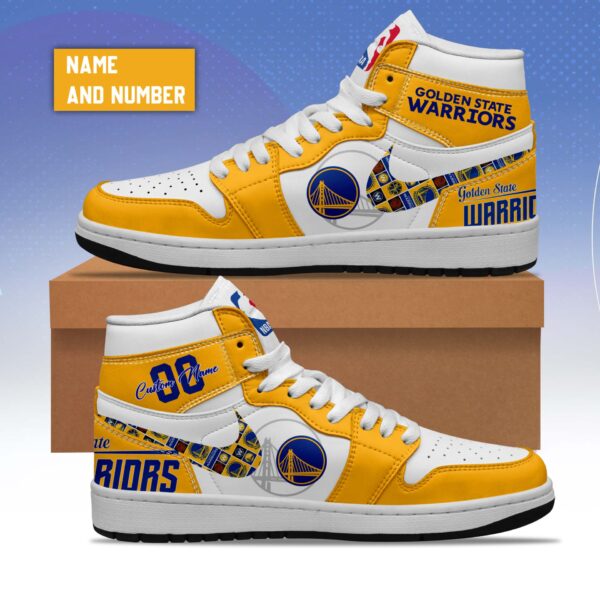Tubopro Golden State Warriors AJ1 High Sneakers Shoes For Men And Women - Image 2