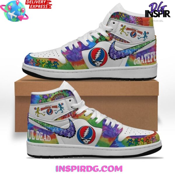 Tubopro Grateful Dead AJ1 High Sneakers Shoes For Men And Women - Image 2