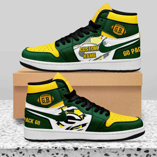 Tubopro Green Bay Packers AJ1 High Sneakers Shoes For Men And Women - Image 2