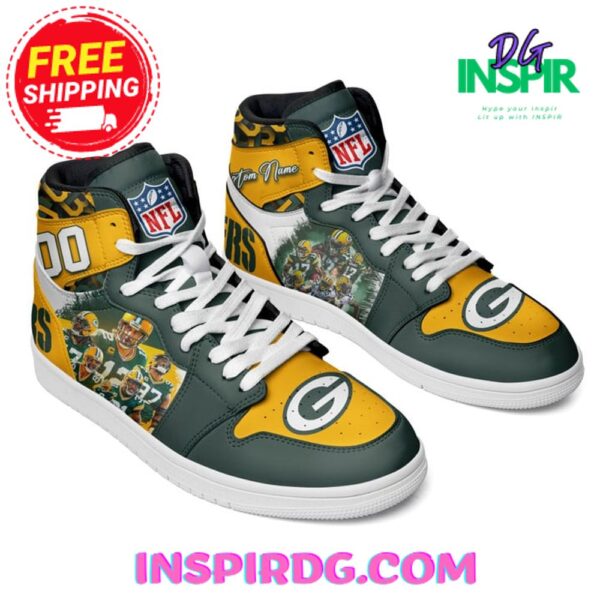 Tubopro Green Bay Packers AJ1 High Sneakers Shoes For Men And Women - Image 2